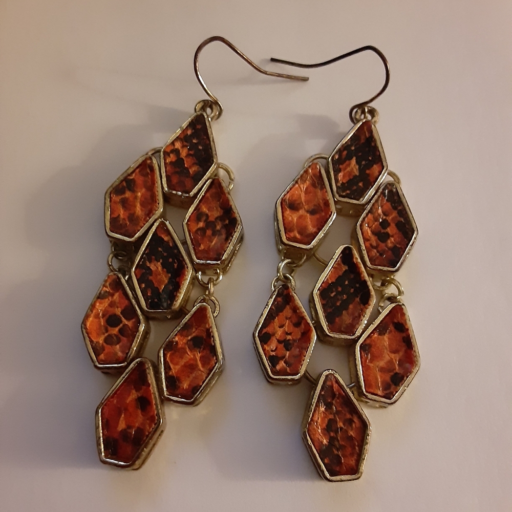 Chandelier Earrings Brown Enamel 3 for $20